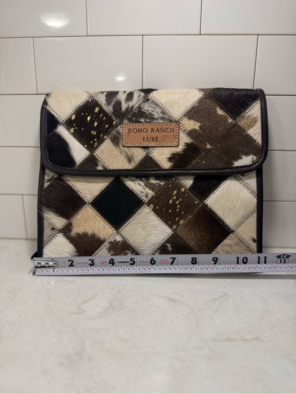 Brown Cowhide Patch Travel Bag